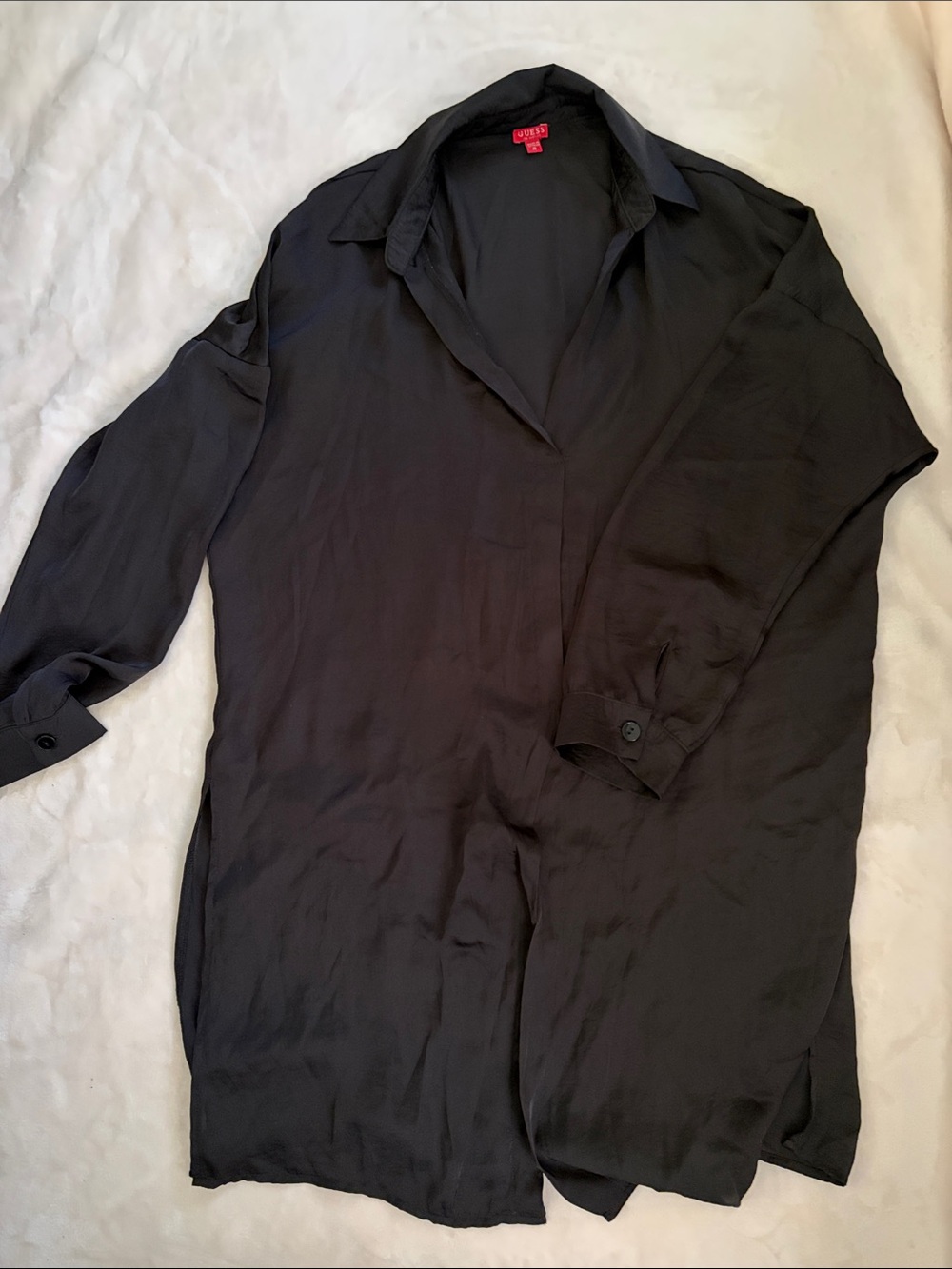 Guess Black Women's Long-Sleeve Button Front Blouse